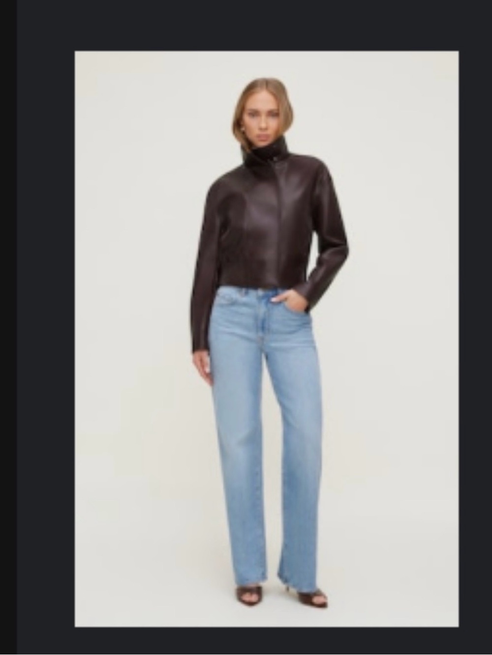 Dynamite Cropped PU Funnel-Neck Cropped Funnel-Neck cherry lacquer Medium NWT